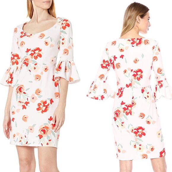 Donna Morgan Dresses & Skirts - New Donna Morgan Womans Sz 6 Dress Floral Crepe Bell Sleeve NWT